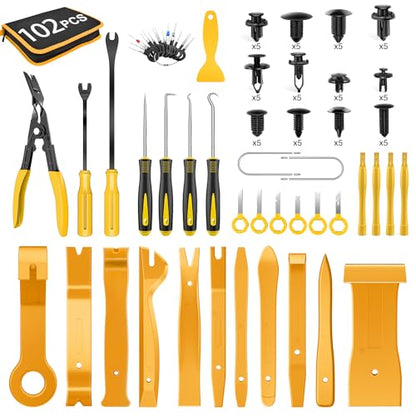 GOOACC 102Pcs Car Push Retainer Clips & Auto Fasteners Assortment - color: 102Pcs Yellow