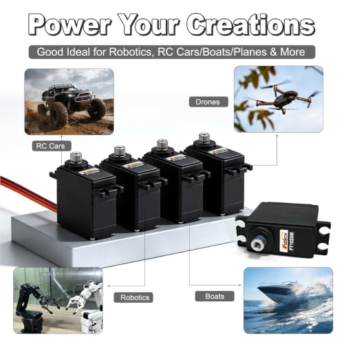 7.4V 10.5KG Metal Gear Digital Servo Motor, High Torque 180 Degree RC Servo for TRX4M, SCX24, 1/10 Scale Cars, Robotics, Boats & Planes, Upgraded Metal Gear System - size: 7.4V 10.5KG-180°