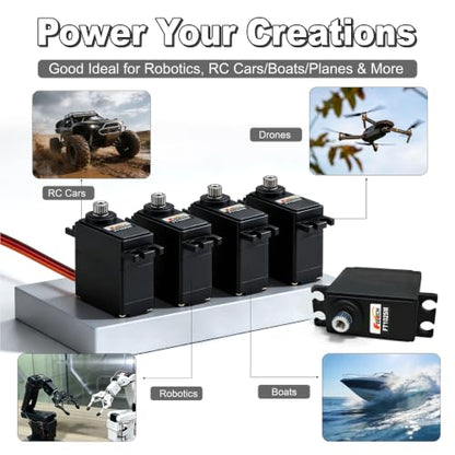 7.4V 10.5KG Metal Gear Digital Servo Motor, High Torque 180 Degree RC Servo for TRX4M, SCX24, 1/10 Scale Cars, Robotics, Boats & Planes, Upgraded Metal Gear System - size: 7.4V 10.5KG-180°