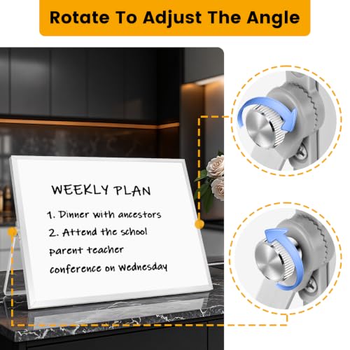 Desktop Whiteboard with Stand, 16" x 12" Double-Sided Dry Erase Board with Stand, Portable Stand White Board for Office, Home, Kitchen - size: 12"W x 16"H