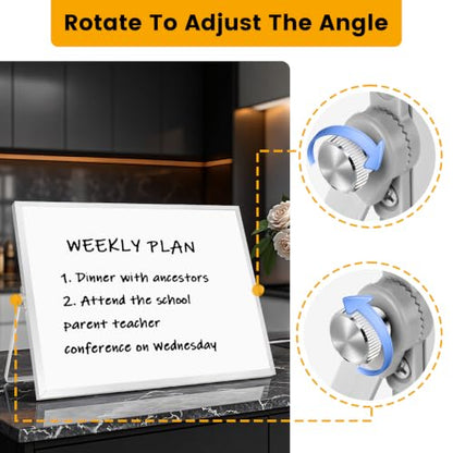 Desktop Whiteboard with Stand, 16" x 12" Double-Sided Dry Erase Board with Stand, Portable Stand White Board for Office, Home, Kitchen - size: 12"W x 16"H