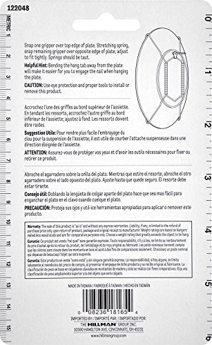 Hillman Spring-Wire Plate Hanger with Wall Hook, 5-1/2 to 8 In, 2 Pack - size: 1 Count (Pack of 1)