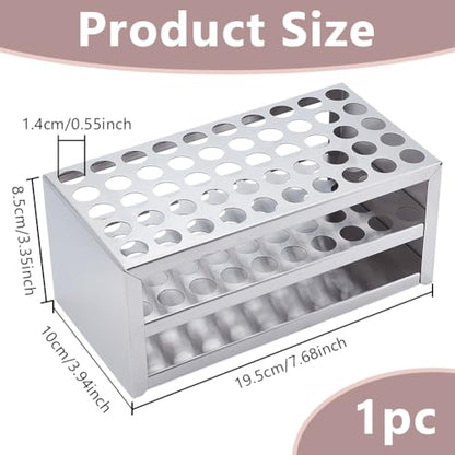 UNICRAFTALE Stainless Steel Test Tube Rack 50 Holes Round Holes Test Tube Holder Hole Diameter 14mm 3 Layer Lab Stand Display Rack for Classroom School Lab Supplies - size: 19.5x10x8.5cm