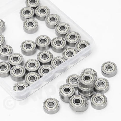 Swpeet 40Pcs 627ZZ Ball Bearings Assortment Kit, 7 x 22 x 7mm Carbon Steel Deep Groove Bearings, Miniature Bearings, Double Shielded - size: 627ZZ-40PCS, style: Carbon Steel
