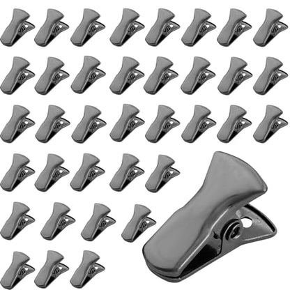 35 Pack Mini Metal Alligator Clips for Crafts Non-Slip Silicone-Coated Retro DIY Badge Small Clips(Charcoal Black) - color: Charcoal Black