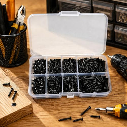 Generic Black Phillips Self Tapping Screw Assortment Kit Miniature Hardware Fasteners 800 Pieces for Electronics