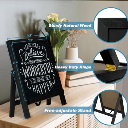 4 THOUGHT Small Tabletop Magnetic Chalkboard Signs 9.5" x 14", Black - color: Black