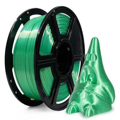 Flashforge 3D Printer Filament Silk PLA 1.75mm 1kg Spool-Dimensional Accuracy +/- 0.02mm (Green) - color: Green