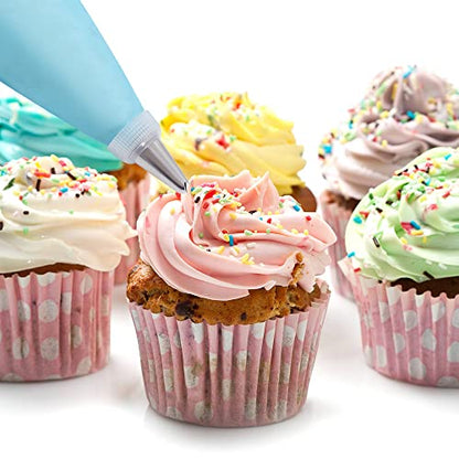 200Pcs Piping Bags and Tips Set, 12 Inch Pastry Bags, Cakes Decorating Kit Supplies, Icing Bags Disposable with 1 Reusable Piping Bags, 12 Frosting Tips, 2 Couplers, 2 Bag Ties (Pack of 2) - size: 12 Inch with Tips（200Pcs） (Pack of 2)