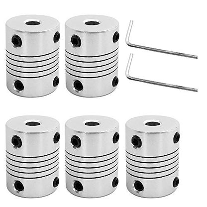 AFUNTA 5 Pcs Flexible Couplings 5mm to 8mm Compatible with NEMA 17 Stepper Motors, Used in Small CNC Machines & 3D Printer Prusa i3 or ORD Bot with 2 Pcs Allen Wrench