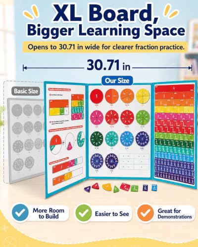 Magnetic Fraction Playbook with Learning Flash Cards, XL Large - color: Blue(xl Size)