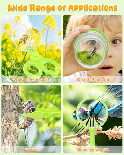 Bug Catcher for Kids,Kids Microscope,3-in-1 Insect Catching Kit for Kid - color: Ligth green