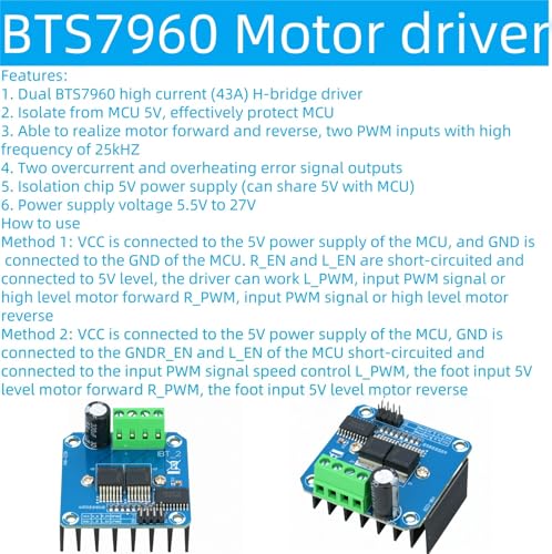 2Pcs BTS7960 43A High Power H-Bridge Motor Driver Module