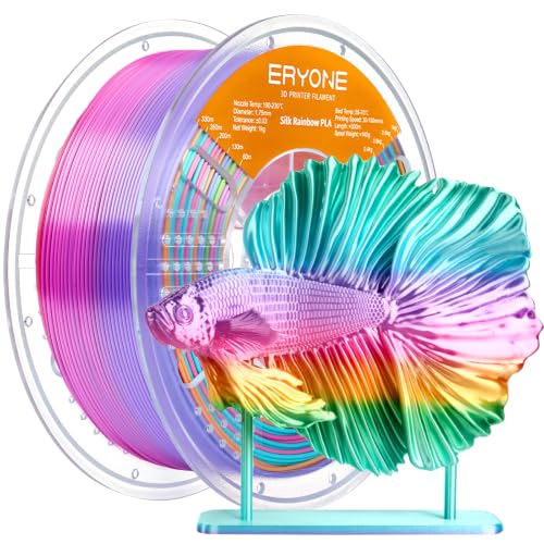 ERYONE Silk Rainbow 3D Printer PLA Filament 1.75 +/- 0.03mm, Shiny Multicolor Filament PLA Fast Color Change 1KG(2.2LBS), Rainbow Soda - color: Silk Rainbow Soda, size: 1KG