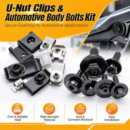 weideer 260PCS M4.2-1.41 M6-1.0 M8-1.25 1/4 Fender Liner Screw U Nut Kit - color: BK M4.2-M8 Kit