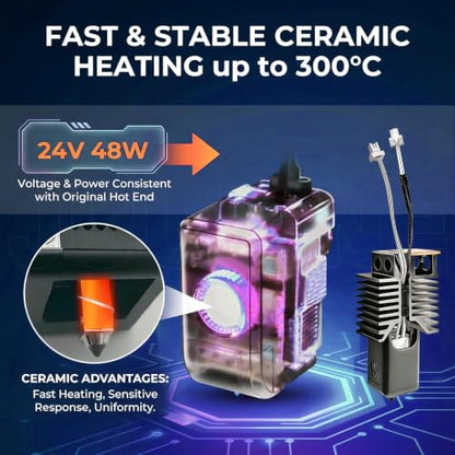 for Snapmaker U1 Nozzle 2 PCS 0.4mm U1 Hotend Full Assembled Plug&Play Ceramic Heating Block Rapid Heating Leak-Proof Design for Snapmaker U1 Extruder Kit Hardened Steel Nozzle 3D Pirnter Accessories - color: 2 PK 0.4MM Hotend Kit