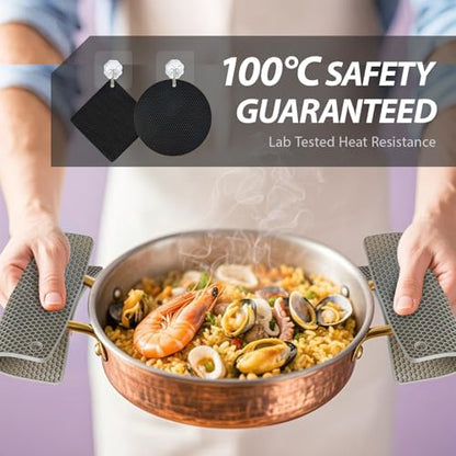 4 Pack Silicone Pot Holders & Hot Pads - Heat Resistant Non-Slip Mats for Kitchen Countertops, Trivets for Hot Dishes, Dishwasher Safe & BPA-Free (Black) - color: Black