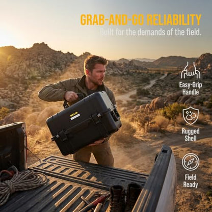 MEIJIA All Weather Waterproof Hard Camera Case,Hard Case,With Customized Fit Foam Included, Elegant Black,Fit for Drones,camera,lens (20.87"x12.72"x12.76") - size: 20.87" x 12.72" x 12.76"
