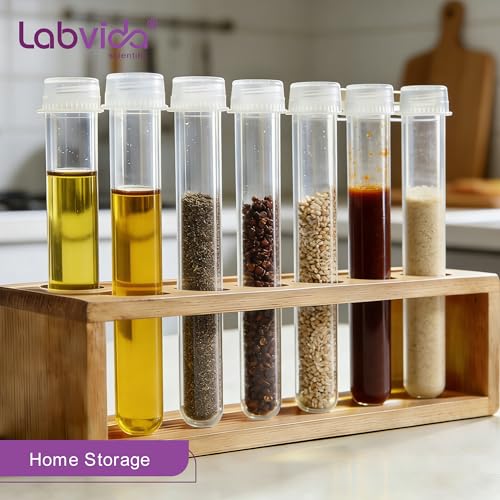 Plastic Test Tubes with Caps, 50pcs Dia.16x125mm | 25ml, Nature Colored Test Tubes with Lids, LVI001 - style: Nature color