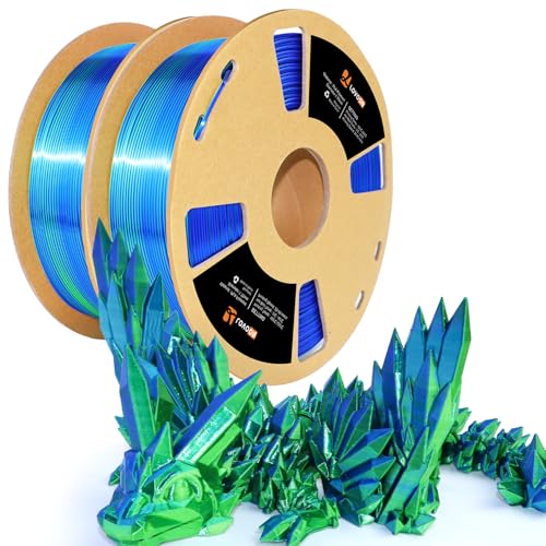 LOVOON Silk PLA 3D Printer Filament Bundle 2 KG, PLA Filament 1.75mm, Shiny Silk Blue/Green Dual Color Change by Angle, 3D Printing Filament for Most FDM Printers and 3D Pen, 1KG X 2 Spools - color: 2colors Silk Blue/Green, size: 2 kg