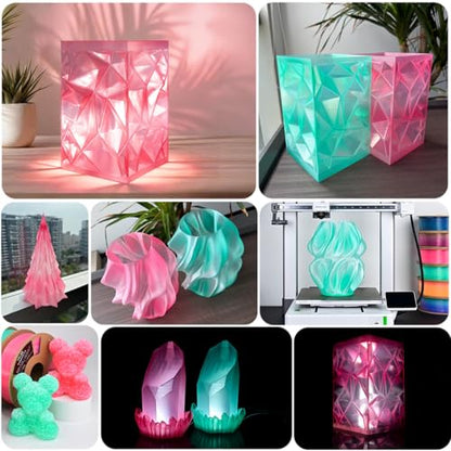 OVV3D 3D Printer Filament Transparent PLA Filament 1.75mm, Pink Green Printing, +/- 0.02 mm, Fits Most FDM 3D Printers, Translucent 3D Filament 1kg Spool - color: Translucent Pink Clear