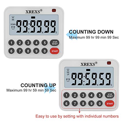 XREXS Digital Kitchen Timer Magnetic Countdown Up Cooking Loud Alarm
