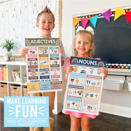 Parts of Speech Posters for Classroom Must Haves, 12 Grammar Posters - color: Boho Classic