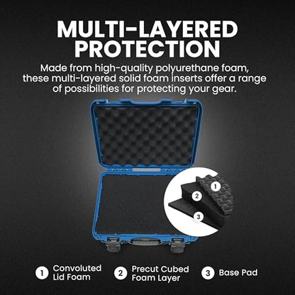 NANUK 910 Hard Case with Customizable Cubed Foam, IP67 Waterproof, Dustproof and Impact Resistant, 14.3” x 11.1” x 4.7”, Rugged Construction for Ultimate Protection, Made in Canada – Blue - color: Blue, style: Cubed Foam