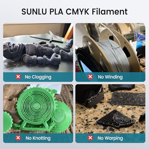 SUNLU PLA 3D Printer Filament, CMYK Filament Lithophane, 4KG - color: Cmyk (White+cyan+magenta+yellow), size: 4 kg