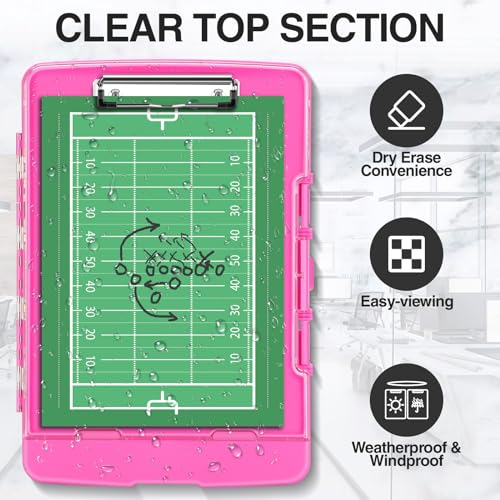 Sooez Original Clipboard with Dual Storage, Heavy Duty Clip Boards 8.5x11 - color: Pink