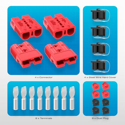 Anderson Connector, 175AMP 1/0AWG Battery Quick Connect w/Hard Cover 12V-36V Anderson Plug Winch Wiring Kit for Cable RV Truck Winch (4pcs)-RED - size: Red-4pcs