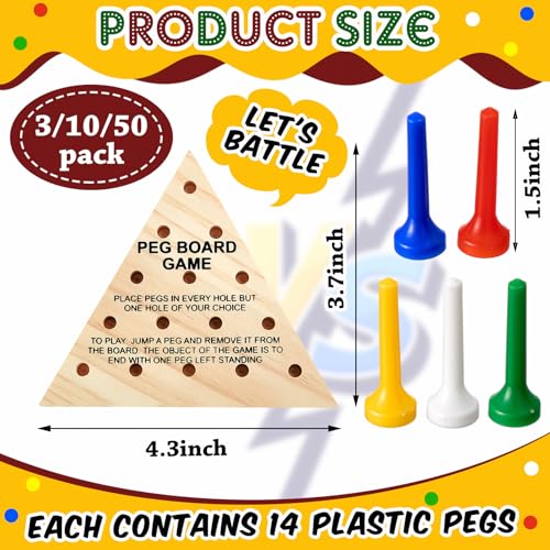 Zhanmai 50 Sets Wooden Triangle Peg Travel Game, Multi-Color Peg - color: Multi-color Peg