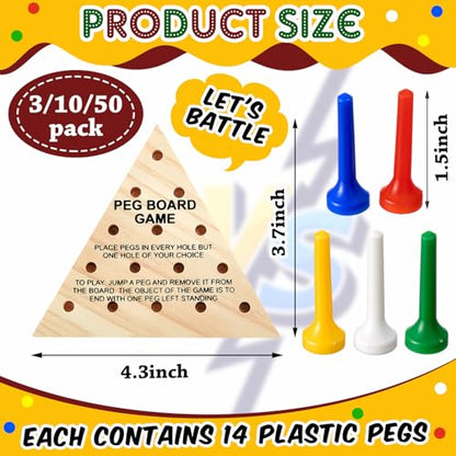 Zhanmai 50 Sets Wooden Triangle Peg Travel Game, Multi-Color Peg - color: Multi-color Peg