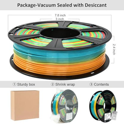 Geeetech Rainbow PLA Filament 1.75mm, Multicolor Gradient for AMS - color: 1kg Pla Rainbow