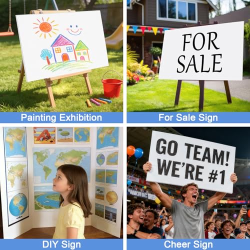Corrugated Plastic Board 24" x 36", 5 Pack White Plastic Poster Board & Blank Yard Signs, 3/16 Inches Thick Double-Sided Poster Sheets for School Projects, Craft, Art, Garage Sale, Rent - size: 24" x 36"