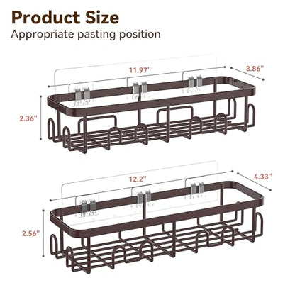 YASONIC Shower Caddy Adhesive, Rustproof Shower Organizer, Wall Shower Rack - color: Bronze