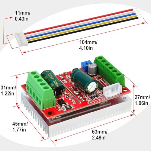 2PCS DC 6-60V 400W BLDC Three-Phase Brushless Motor Controller PWM Hall Motor Control Driver Board 12V 24V 48V with Forward/Reverse/Stop/Brake Function