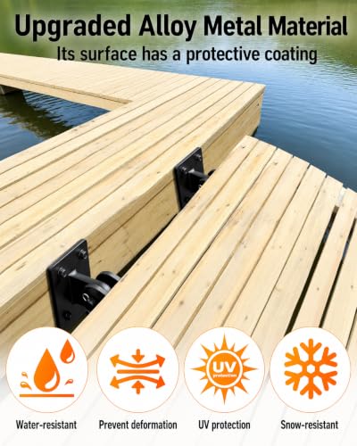 Heavy-Duty Floating Dock Hinge Kit, 4x4 Male & Female T-Bracket Set