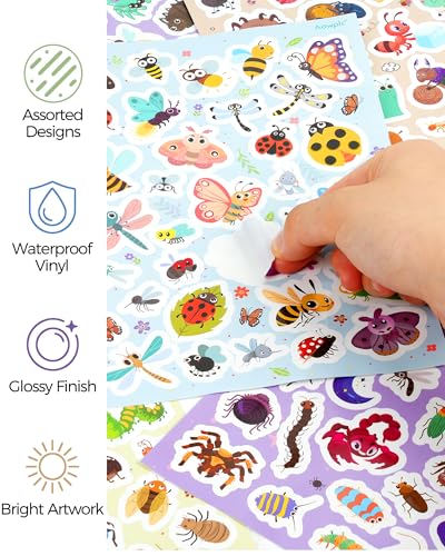 Aowplc Cute Bug Stickers – 32 Sheets, 1000+ Insect Stickers