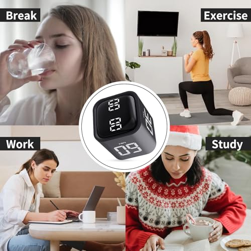 LUCKY TIME Rotating Productivity Timer 5/10/30/60min, Flip Timer, ADHD Tool - color: Black