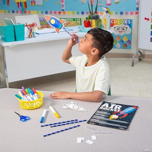 Fun Express STEM Color Your Own Air Rocket Craft Kit Makes 10