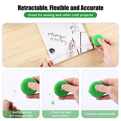 Tape Measures Retractable, Fabric Measuring Tape, 60 Inch Small Sewing Tape Measure for Craft Nursing Medical Travel(3 Pack/Pink Green White) - color: Green, White, Pink