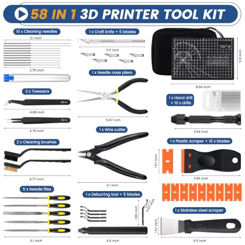 58Pcs 3D Printer Tool Kit, 3D Printer Accessories with Storage Bag - style: 58PCS