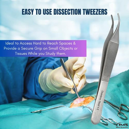 ADSON Forceps Tissue 1X2 Teeth ADSON Brown Forceps ADSON Dressing Forceps 4.75" Comes with Wide Handle Ridged Grip, Stainless Steel (Adson Dressing - CRV) - color: Adson Dressing - Crv