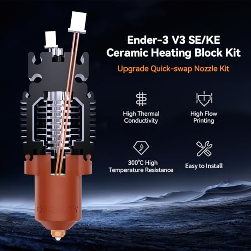 Official Creality Ender 3 V3 SE KE Upgrade Hotend Kit, 3D Printers Ceramic Heating Block with Quick-swap Nozzle Kit, Supports 300°C High Temperature, 600mm/s High-Speed Printing for Ender 3 V3 SE/KE - color: Ender 3 V3 SE KE