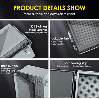 IP67 ABS Outdoor Electrical Junction Box Waterproof with Aluminum DIN Rail - color: Clear, size: 5.9''×5.9''×3.5''