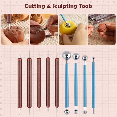 27PCS Clay Tools Sculpting, Ceramics Tools Set, Ceramic & Pottery Modeling Tools, Air Dry Clay Tools, Polymer Tools Kit for Carving, Molding, Pottery Wheel, Crafting Supplies, Pros, Beginners, Adults - color: 27PCS