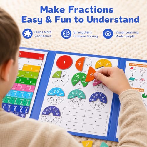 Magnetic Fraction Playbook Tiles and Circles Math Educational Toy for Kids