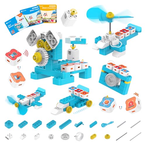 WhalesBot A1 Coding Toy for Kids, Building Block Robot, Fun STEM Toy with Magnetic Controller and Sensor Blocks, Screen-Free Coding with 3 Guide Books for Kids 3-6 - style: WhalesBot A1 Coding Robot