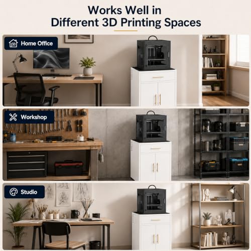 3D Printer Cabinet, Big Sturdy 3D Printer Stand Table with Filament Storage (DK-White) - color: DK-White